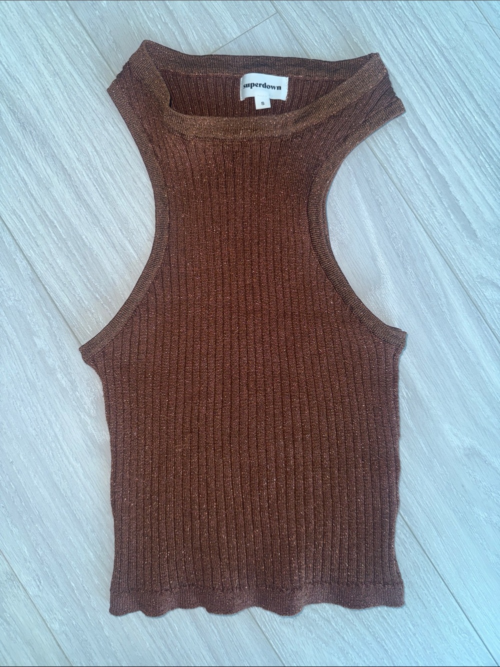 superdown Bronze Ribbed Mock Neck Tank - Picture 5 of 6